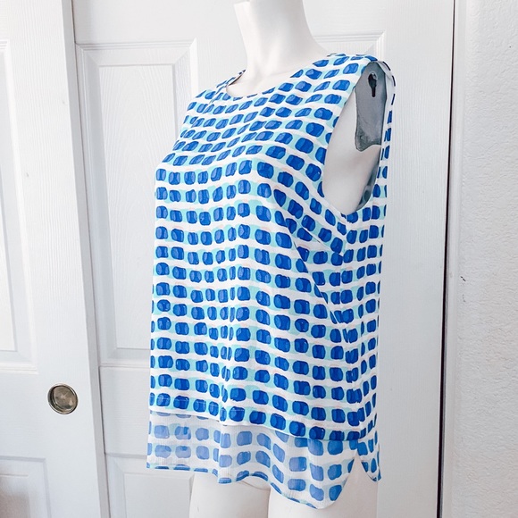 Kate Spade Abstract Blue White Tank Sleeveless Top - Picture 3 of 8
